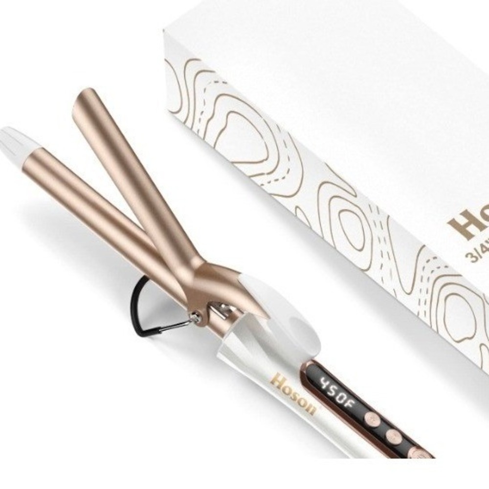 Hoson Curling Iron Women 3/4" Champagne Gold Ceramic Tourmaline Wand X837 NWT